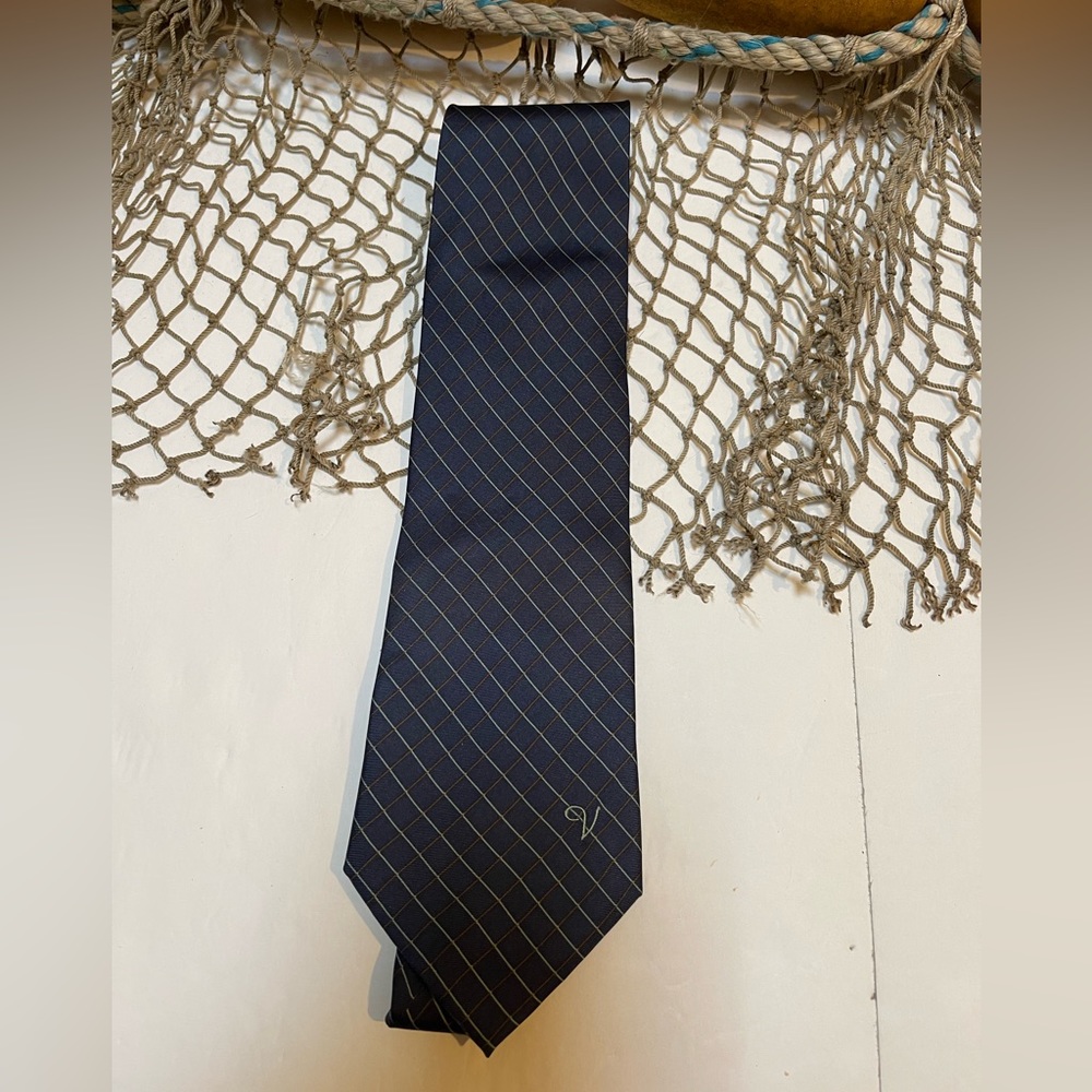 Mens Valentino Silk Tie Blue Diagonal Stripes Luxury Necktie Tie